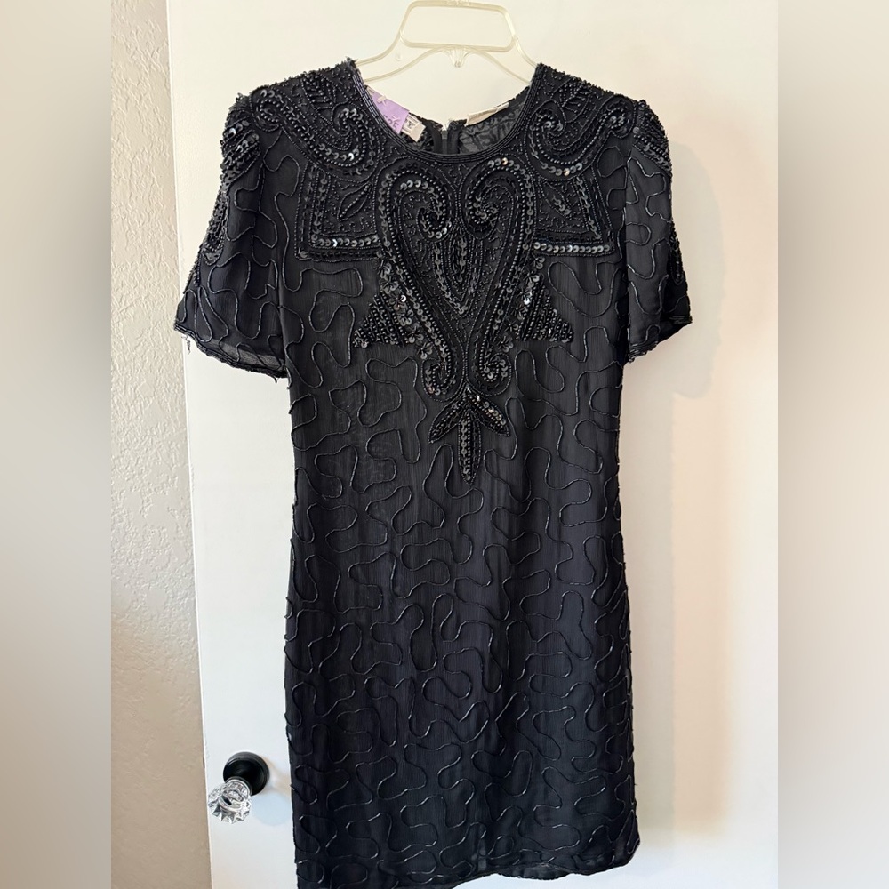 Elegant Black Beaded Dress